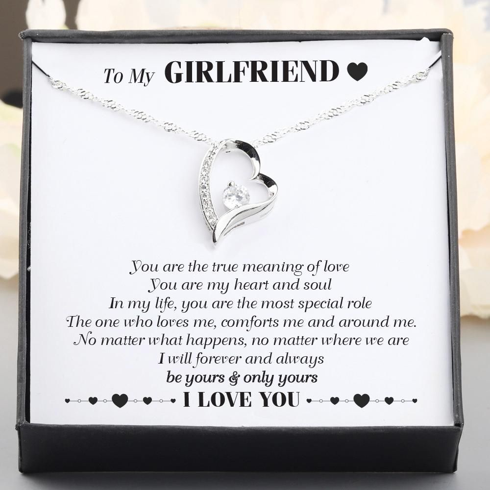 You're The True Meaning Of Love Giving Girlfriend Silver Forever Love Necklace