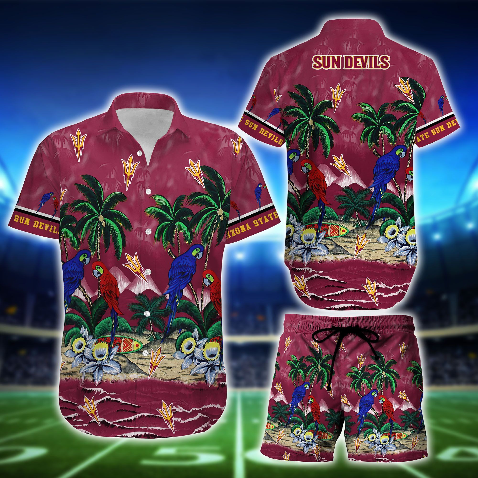 Arizona State Sun Devils Men Women Kids Hawaiian Shirt, Men Women Hawaiian Shirt and Short Set FVJ05