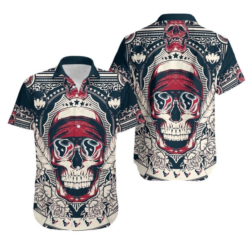 Houston Texans Skull NFL Gift For Fan Hawaii Shirt and Shorts Summer C