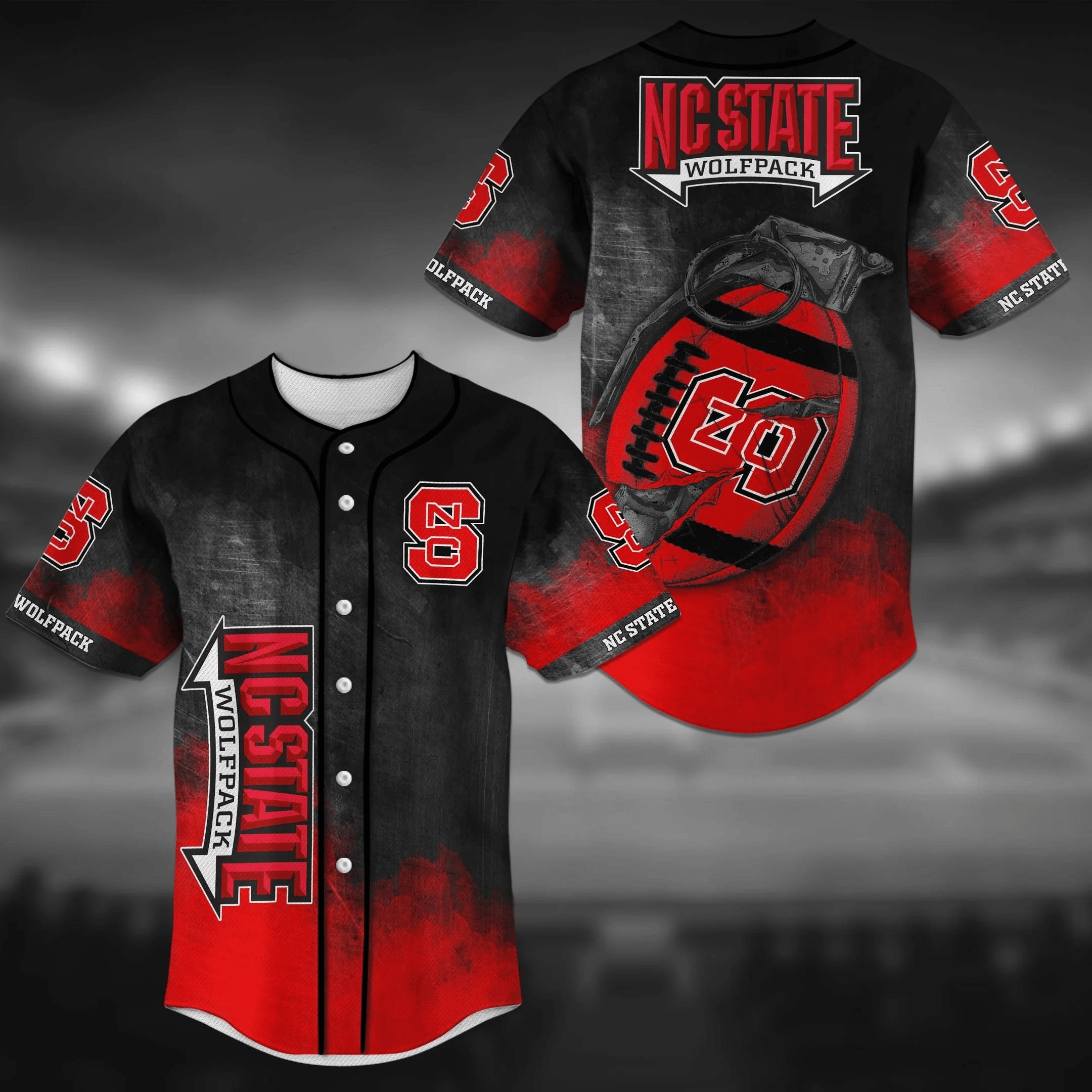 NC State Wolfpack NCAA Baseball Jersey Shirt Grenade