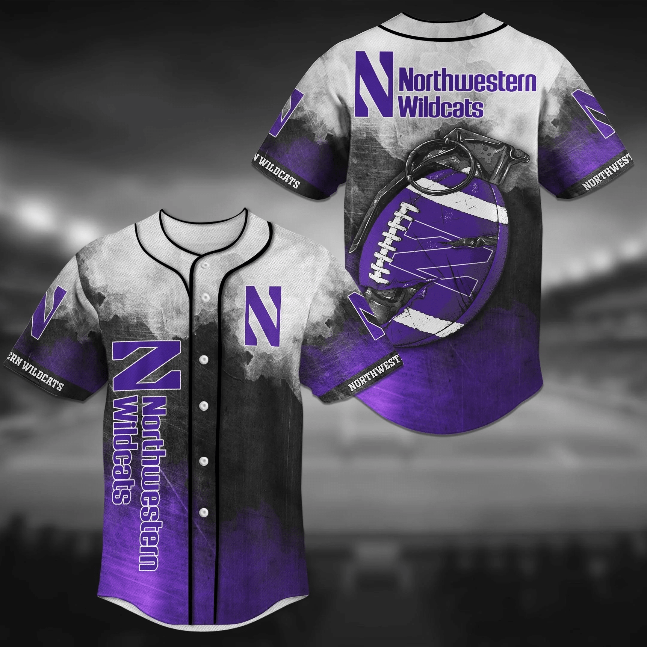 Northwestern Wildcats NCAA Baseball Jersey Shirt - Grenade
