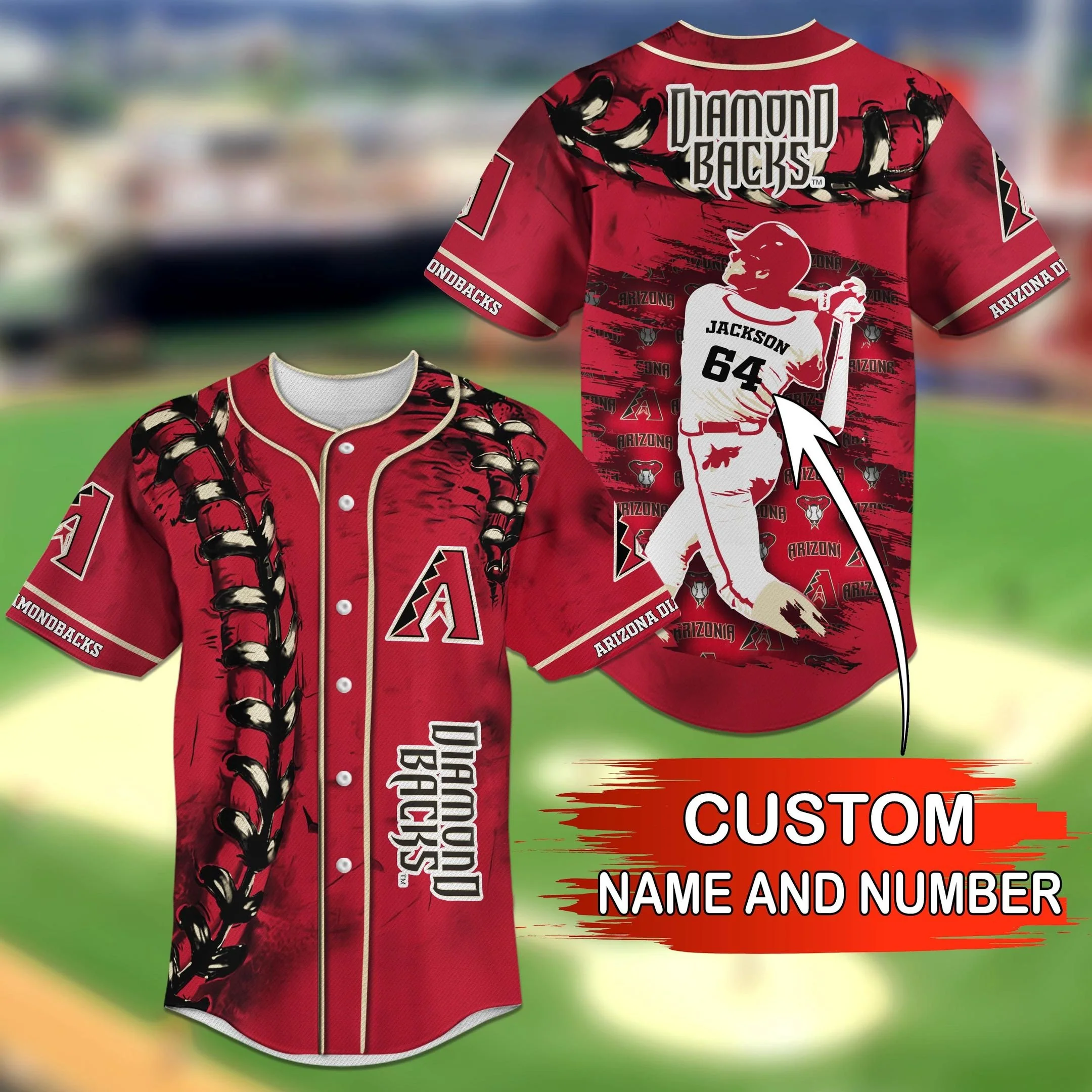Arizona Diamondbacks MLB Personalized Name & Number Baseball Jersey Shirt FVJ