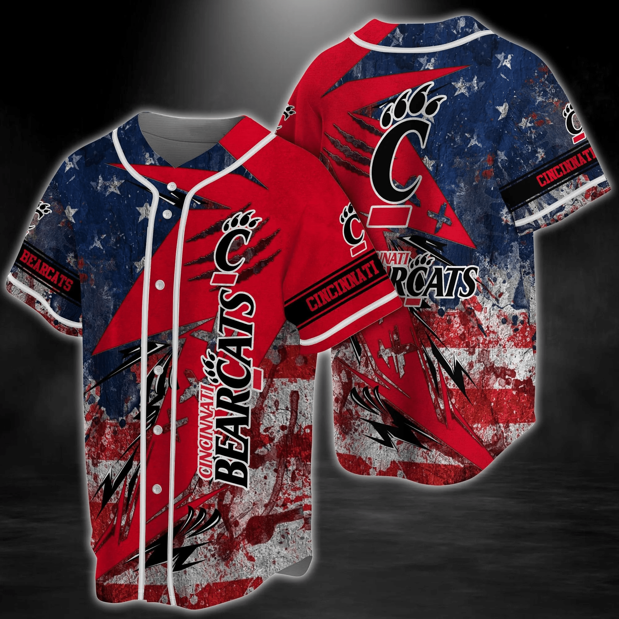 Cincinnati Bearcats NCAA US Flag Baseball Jersey Shirt FVJ