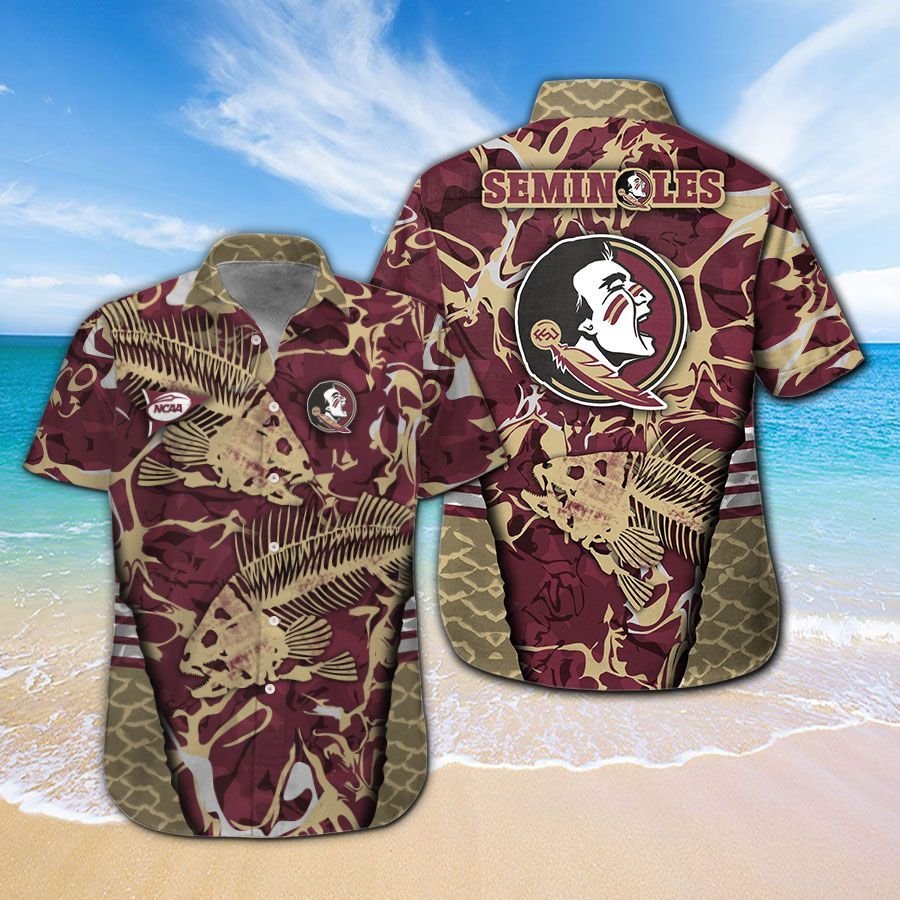 Florida State Seminoles Fishing Short Sleeve Button Up Tropical Aloha Hawaiian Shirt Set for Men Women Kids