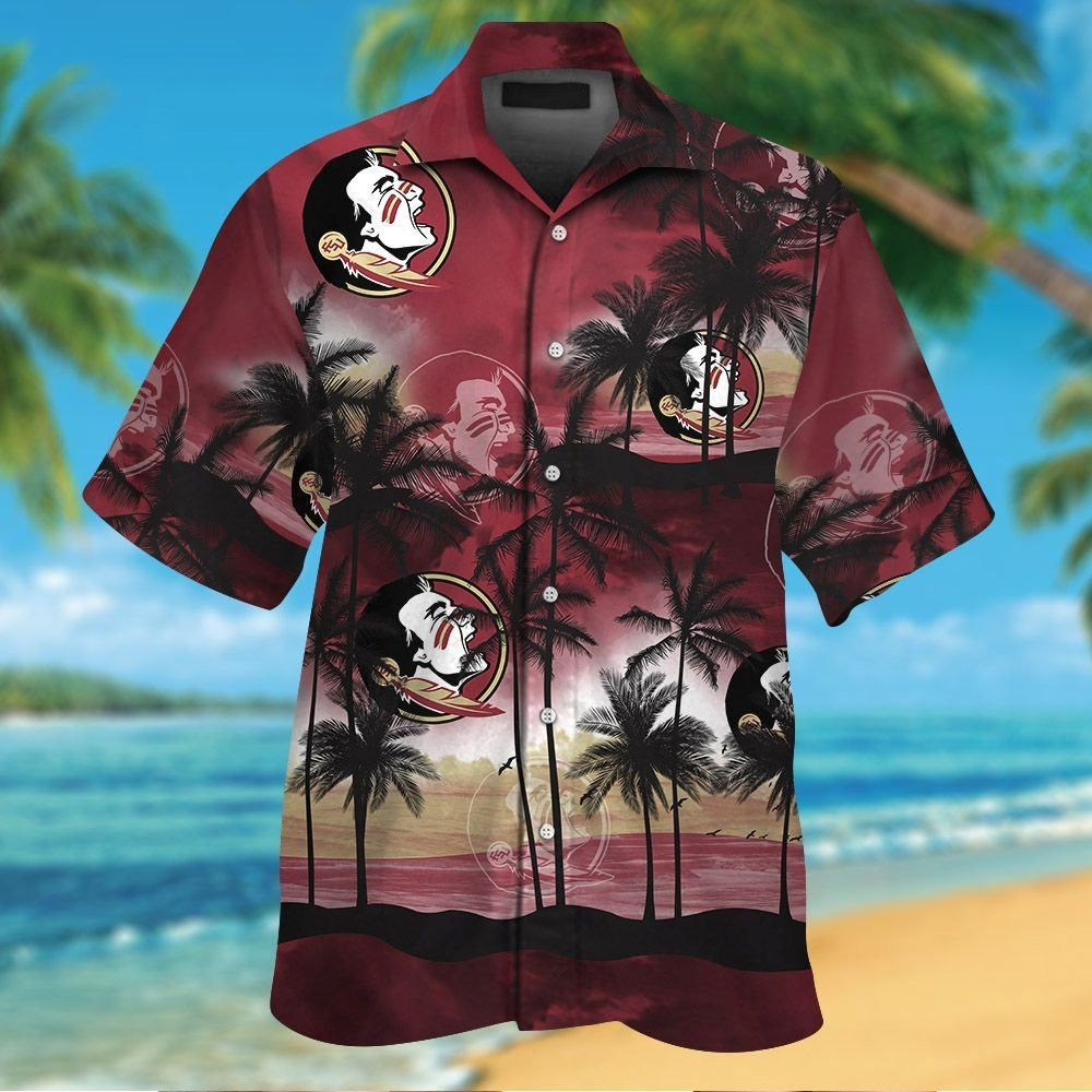 Florida State Seminoles Short Sleeve Button Up Tropical Aloha Hawaiian Shirt Set for Men Women Kids MTE01