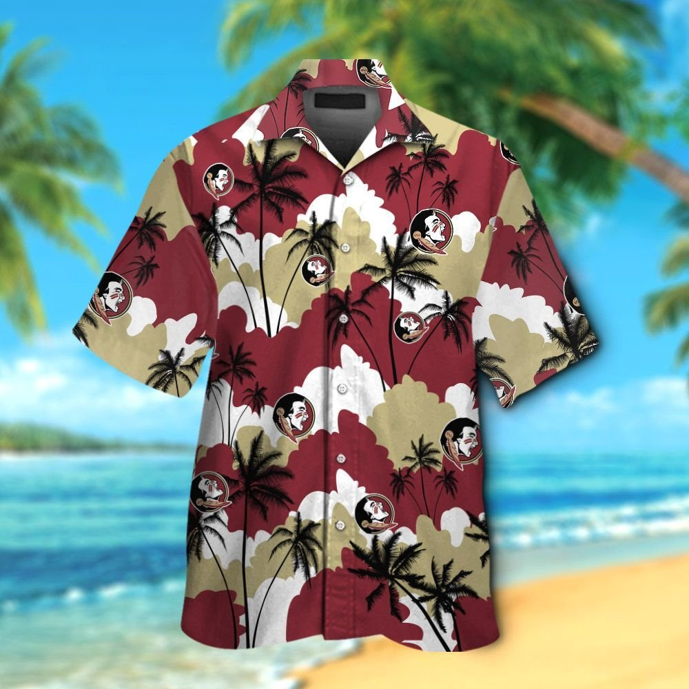 Florida State Seminoles Short Sleeve Button Up Tropical Aloha Hawaiian Shirt Set for Men Women Kids MTE012