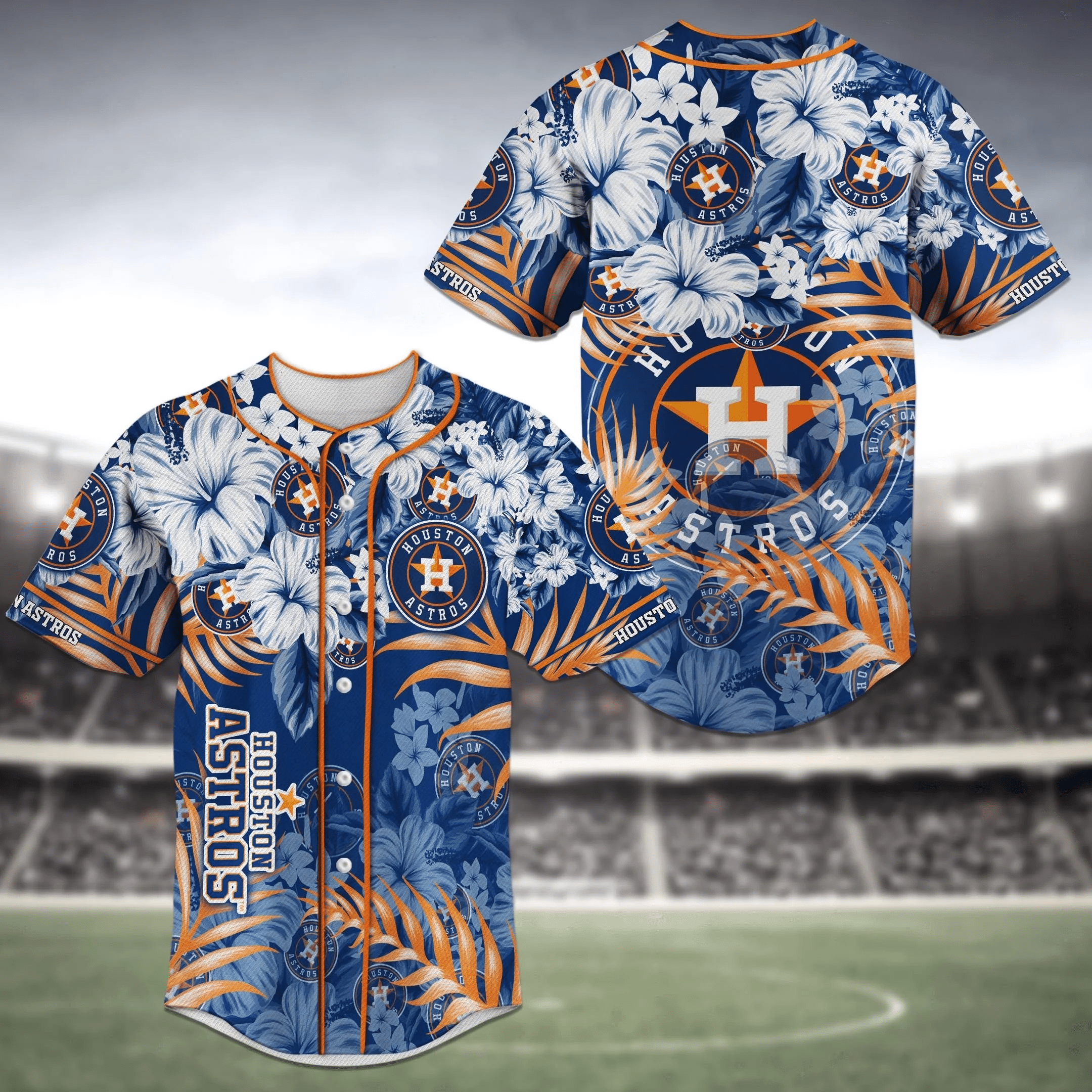 Houston Astros MLB Baseball Jersey Shirt with Flower Pattern FVJ