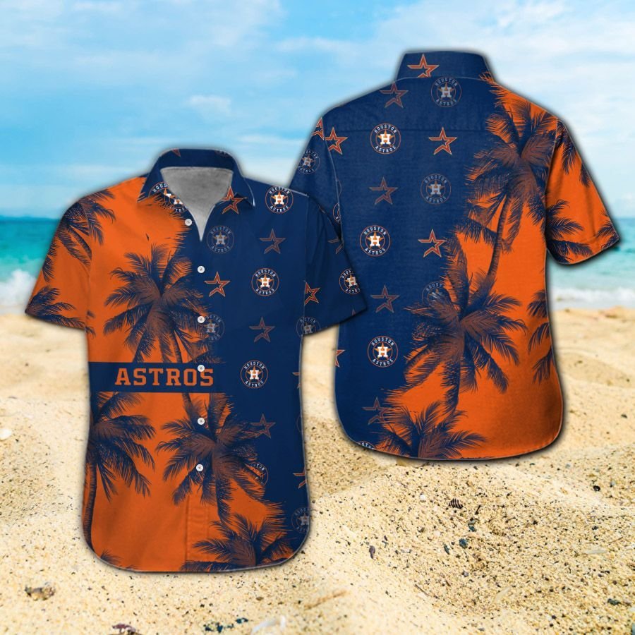 Houston Astros Short Sleeve Button Up Tropical Aloha Hawaiian Shirt Set for Men Women Kids MTE03
