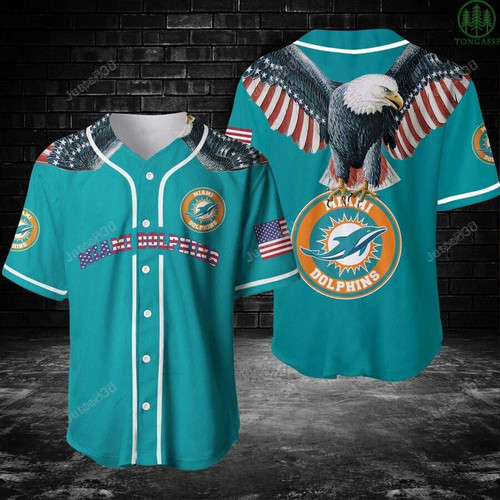 Miami Dolphins NFL American Eagle Baseball Jersey Shirt FVJ