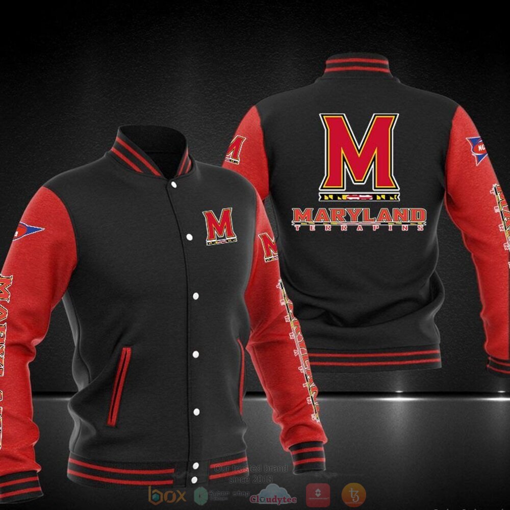 NCAA Maryland Terrapins Red Black Baseball Jacket