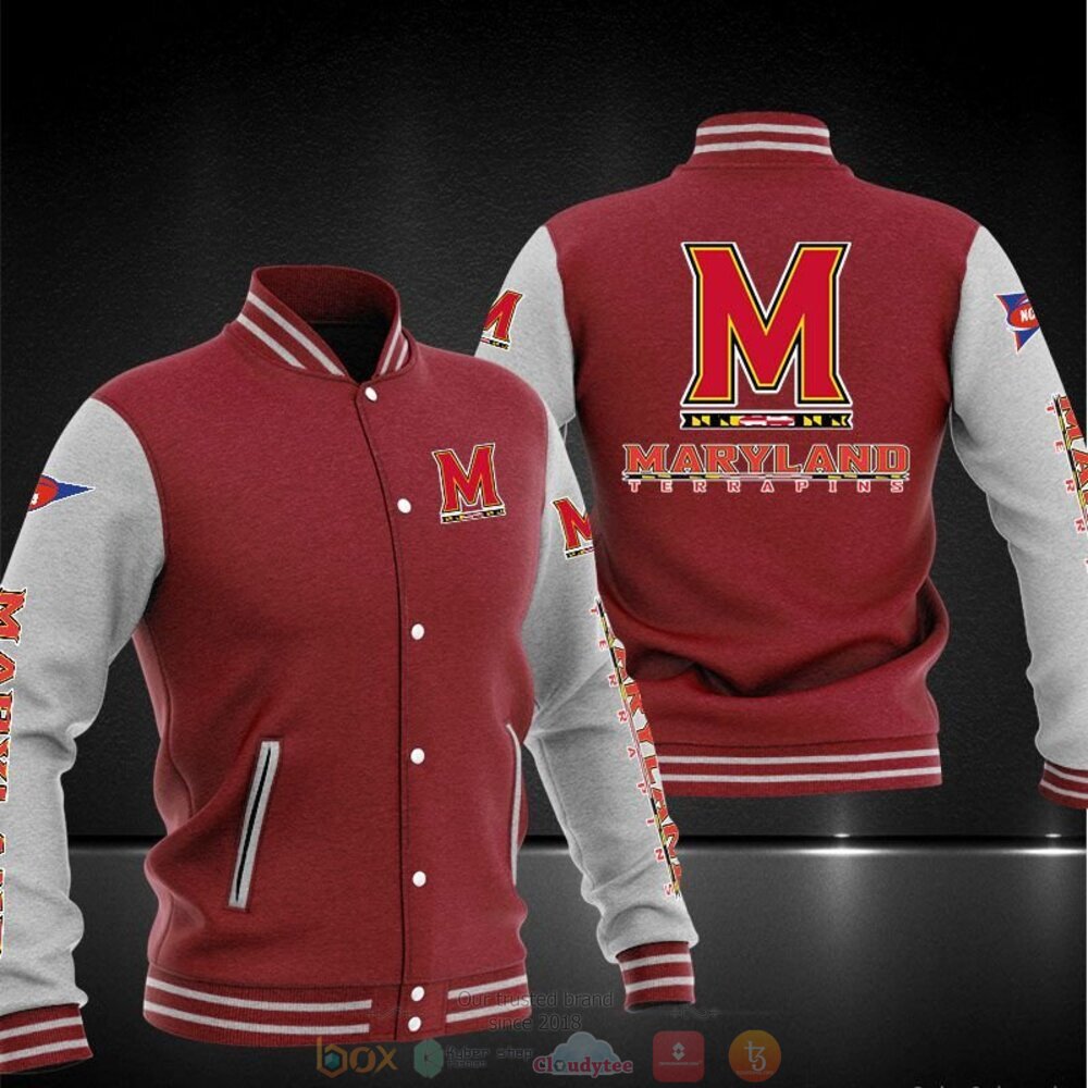 NCAA Maryland Terrapins Red Grey Baseball Jacket