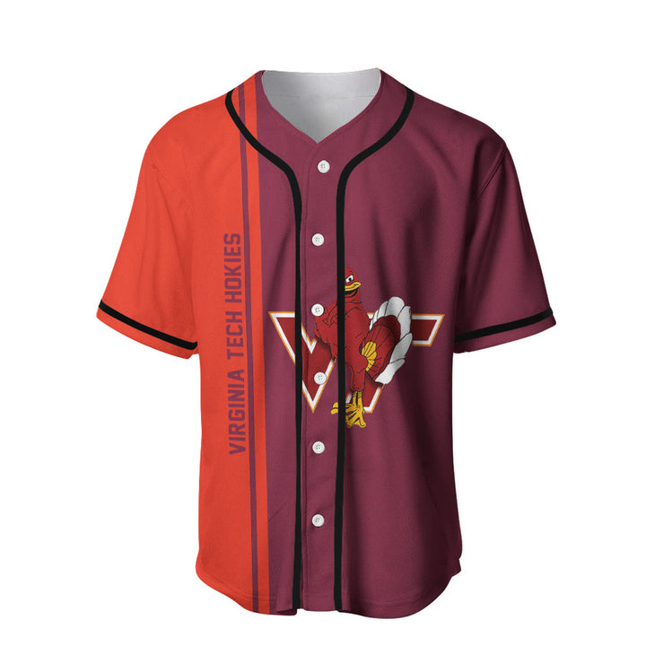NCAA Virginia Tech Hokies Custom Text Number Maroon Orange Baseball Jersey