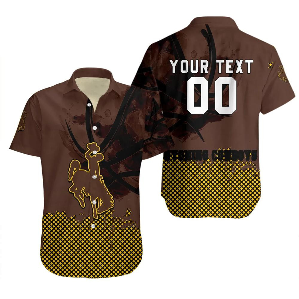 NCAA Wyoming Cowboys Custom Text Number Hawaiian Shirt Aloha Shirt