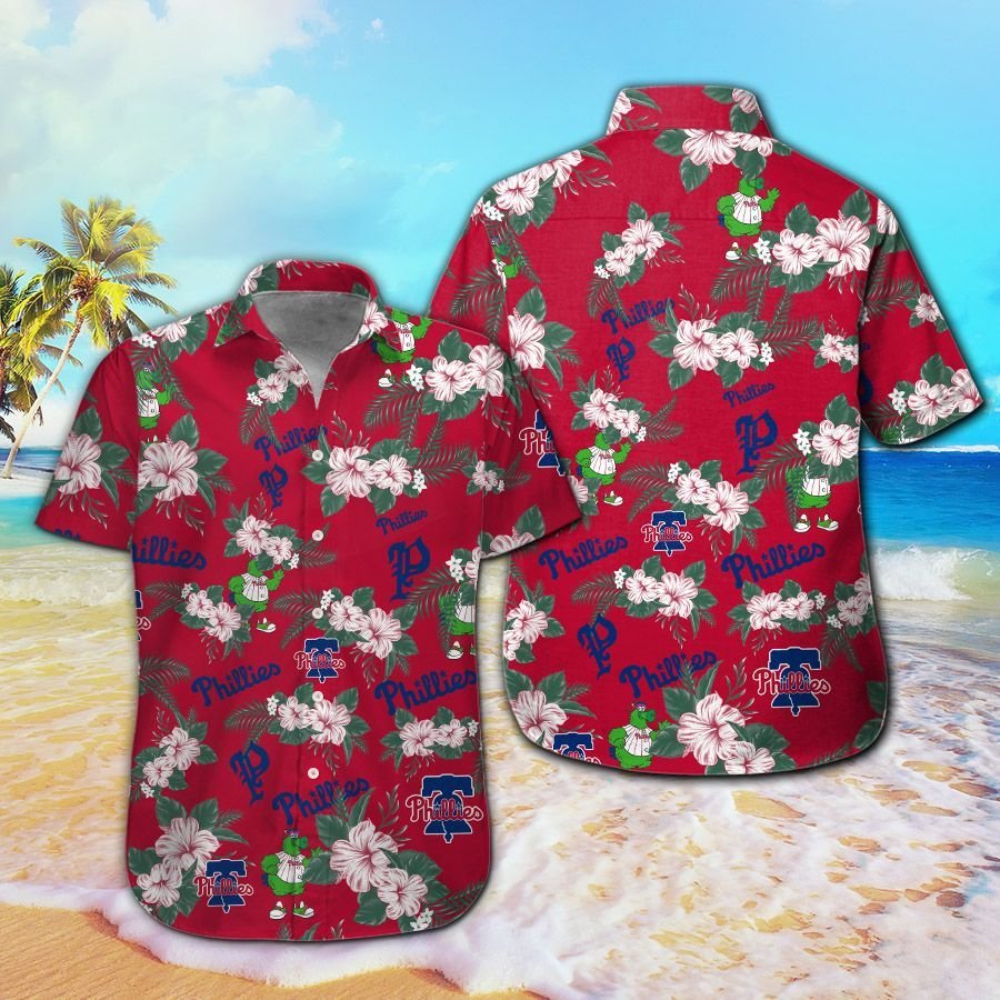 Philadelphia Phillies Short Sleeve Button Up Tropical Aloha Hawaiian ...