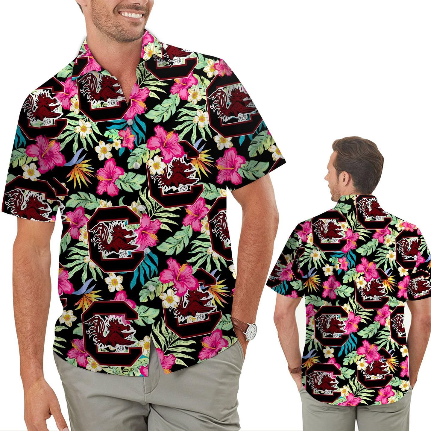 South Carolina Gamecocks Hibiscus Tropical Aloha Hawaiian Shirts
