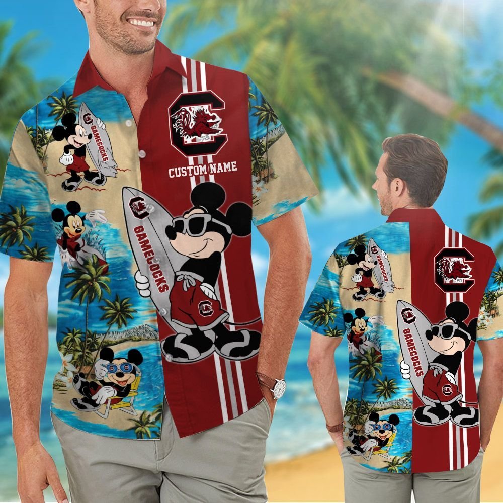 South Carolina Gamecocks Mickey Name Personalized Tropical Aloha Hawaiian Shirt