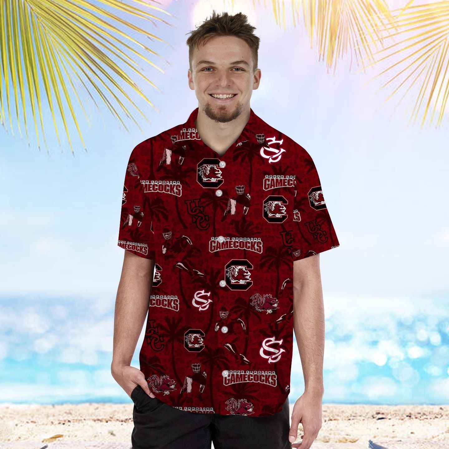 South Carolina Gamecocks Name Personalized Coconut Tropical Aloha Hawaiian Shirt