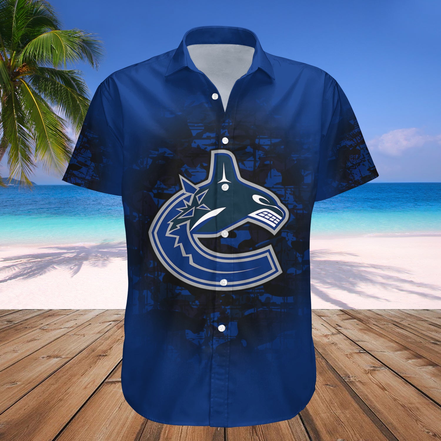 Vancouver Canucks Hawaii Shirt Set Camouflage Vintage - NHL