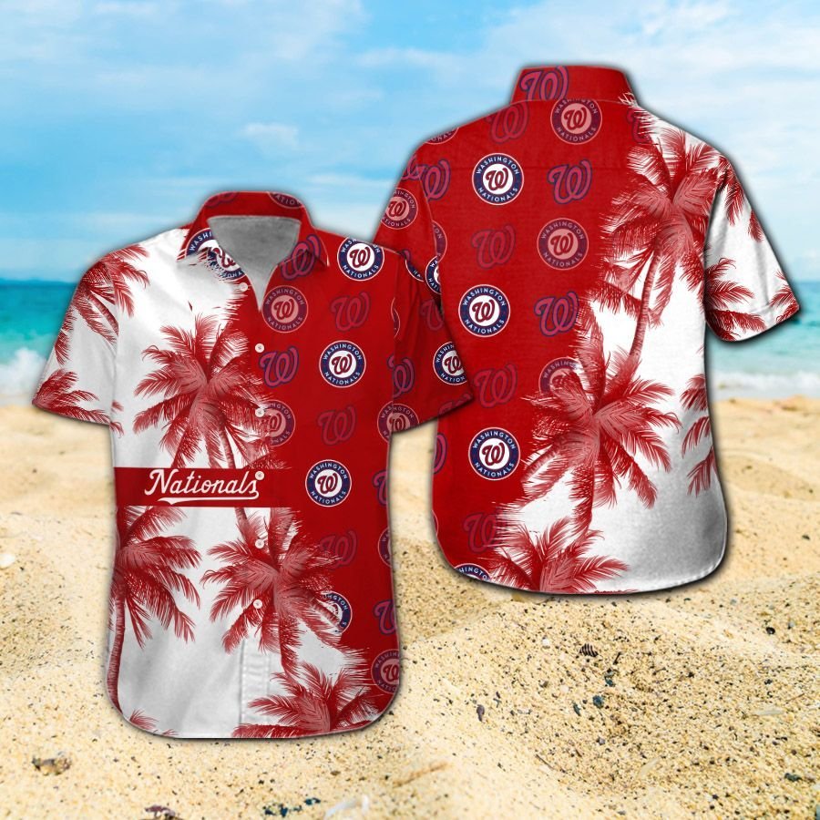 Washington Nationals Short Sleeve Button Up Tropical Aloha Hawaiian ...