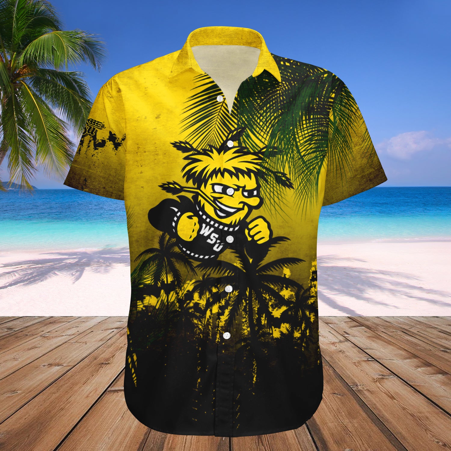 Wichita State Shockers Hawaii Shirt Set Coconut Tree Tropical Grunge - NCAA