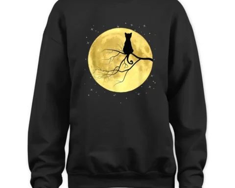 Cat On Moon Mystical Halloween Sweatshirt