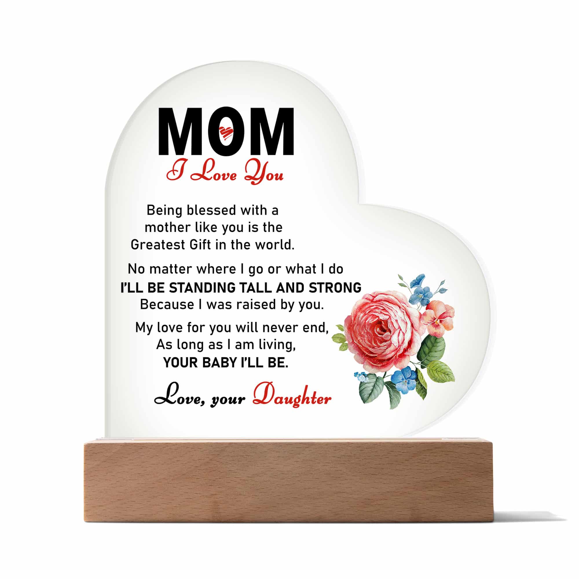 Acrylic Heart Plaque A Special Gift From Daughter To Mom - FavoJewelry