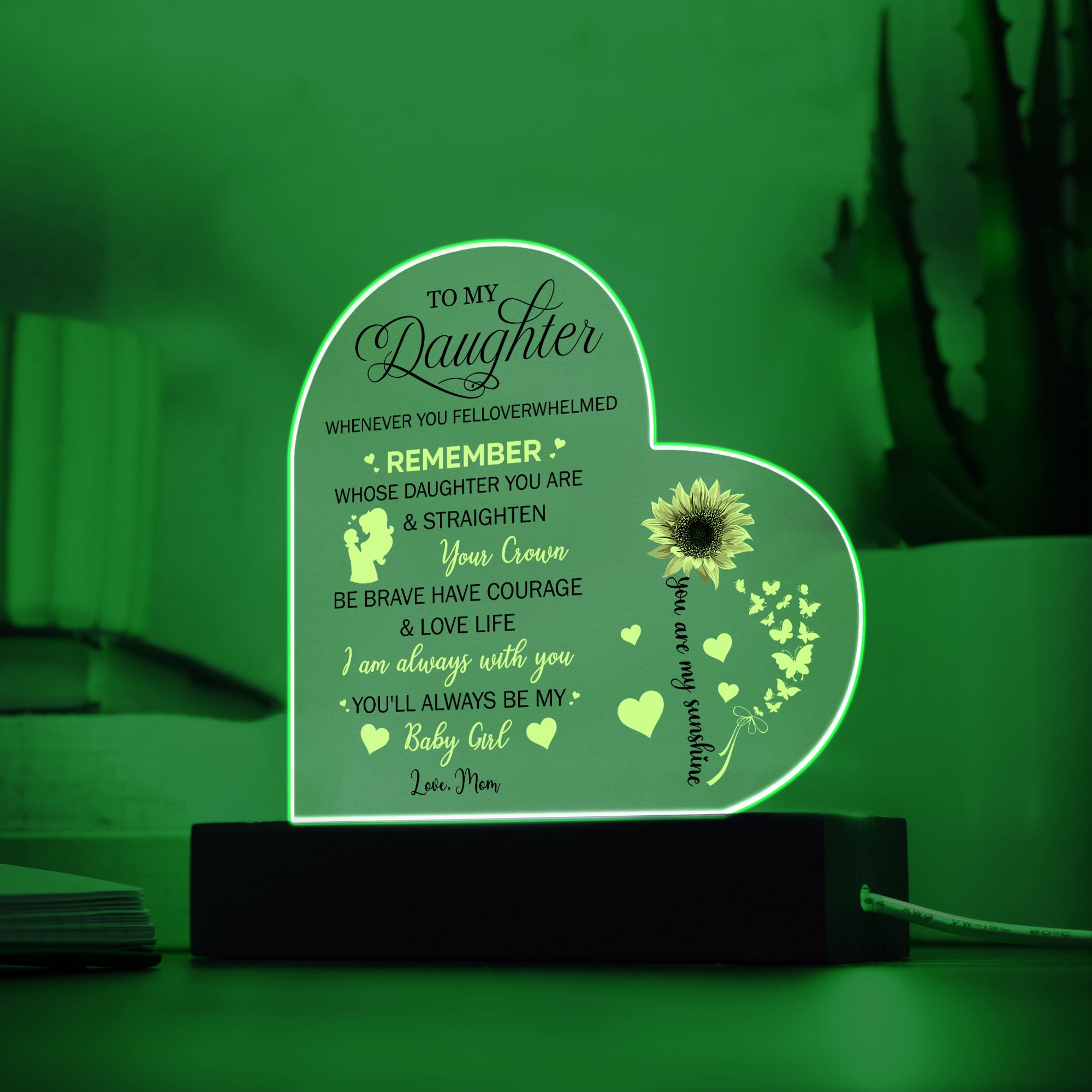 Acrylic Heart Plaque For Your Courageous Daughter - FavoJewelry