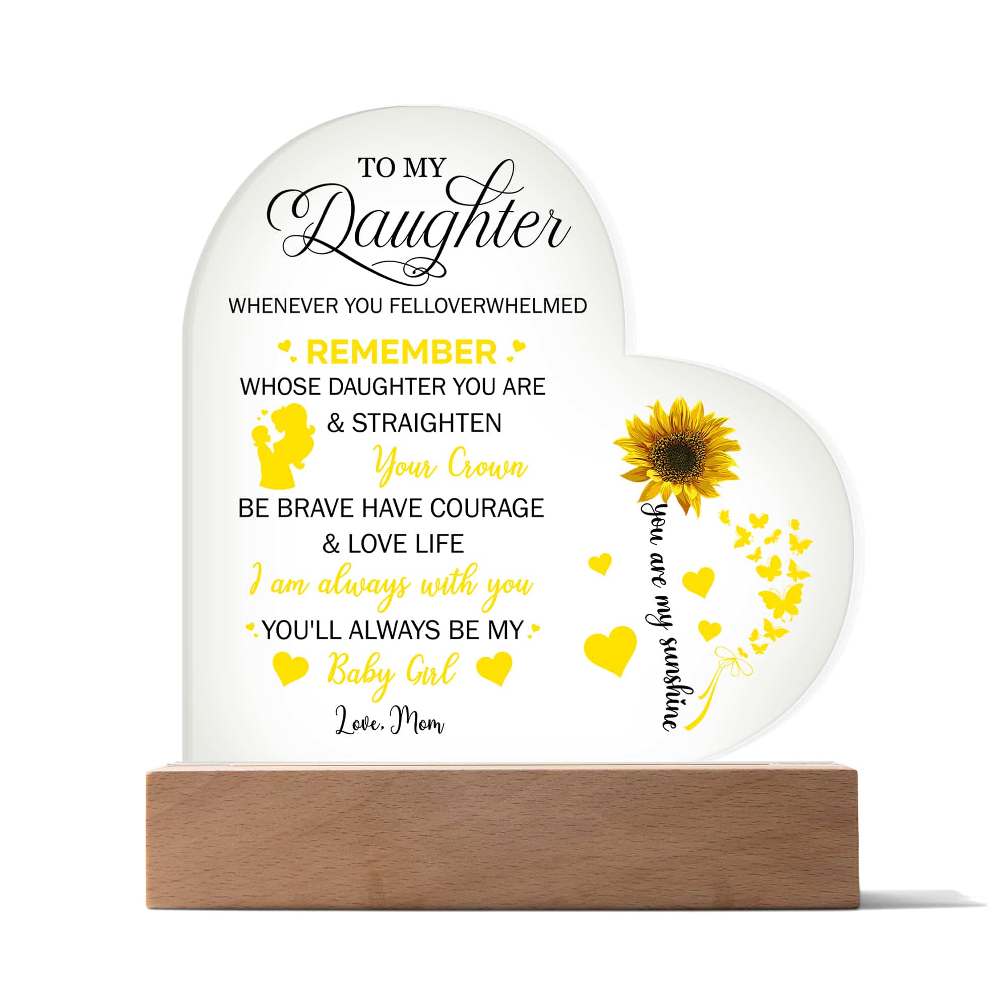 Acrylic Heart Plaque For Your Courageous Daughter - FavoJewelry