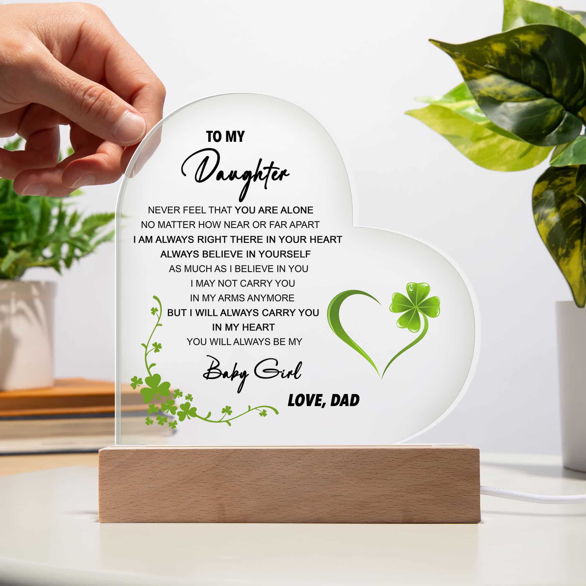 Acrylic Heart Plaque From Dad Touching Message To Daughter - FavoJewelry