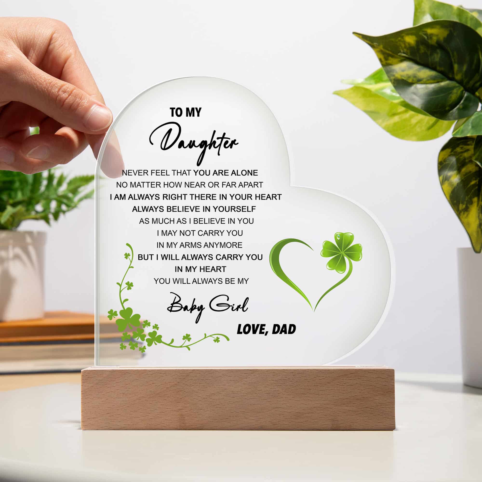 Acrylic Heart Plaque From Dad Touching Message To Daughter - FavoJewelry