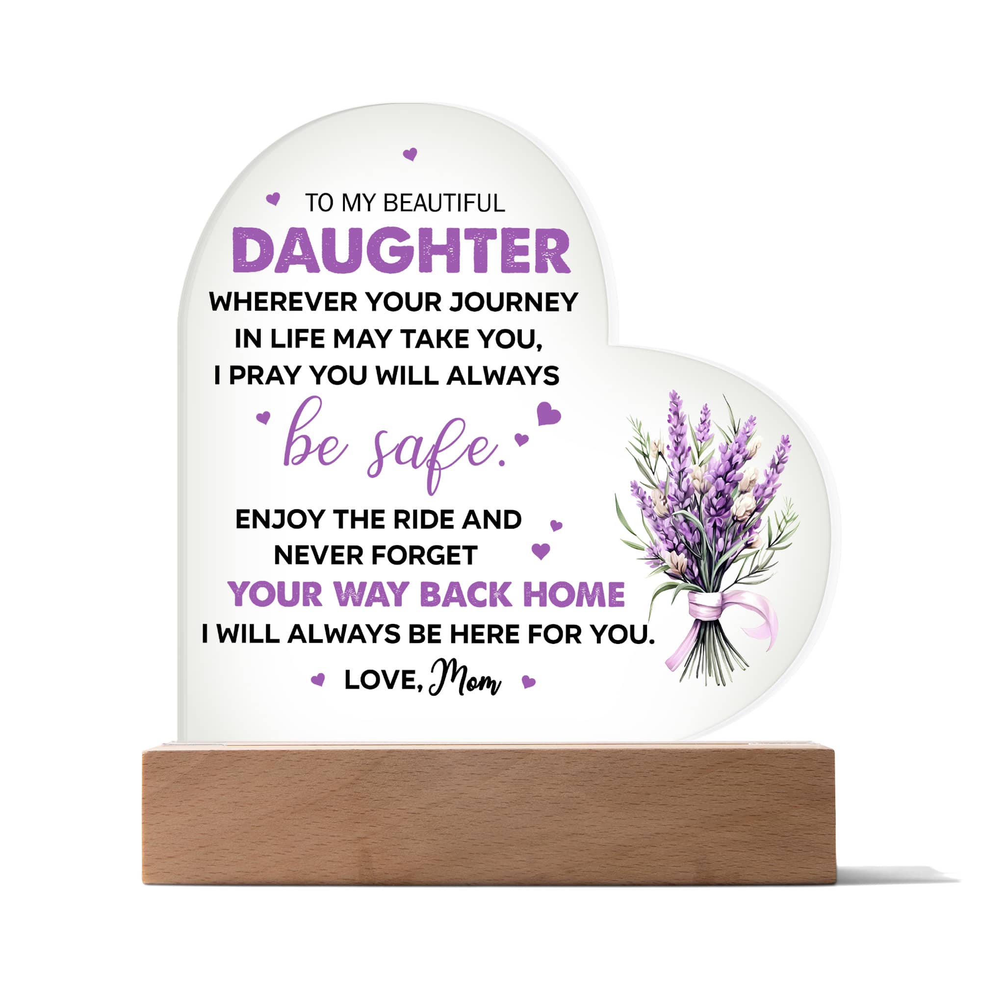 Acrylic Heart Plaque Gift Adorned Lavender For Daughter - FavoJewelry
