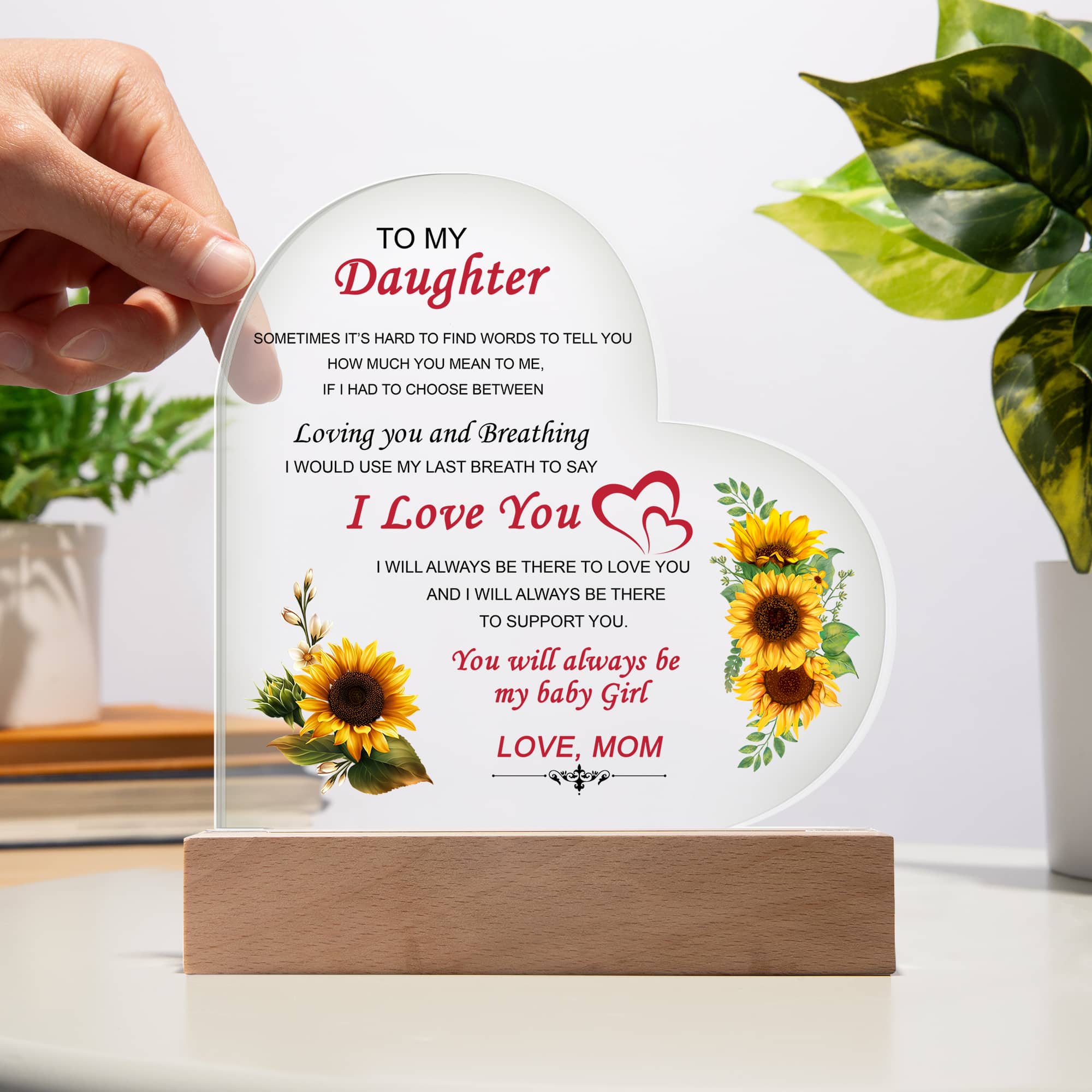 Acrylic Heart Plaque, Gift From Mom To Daughter With Lovely Message - FavoJewelry