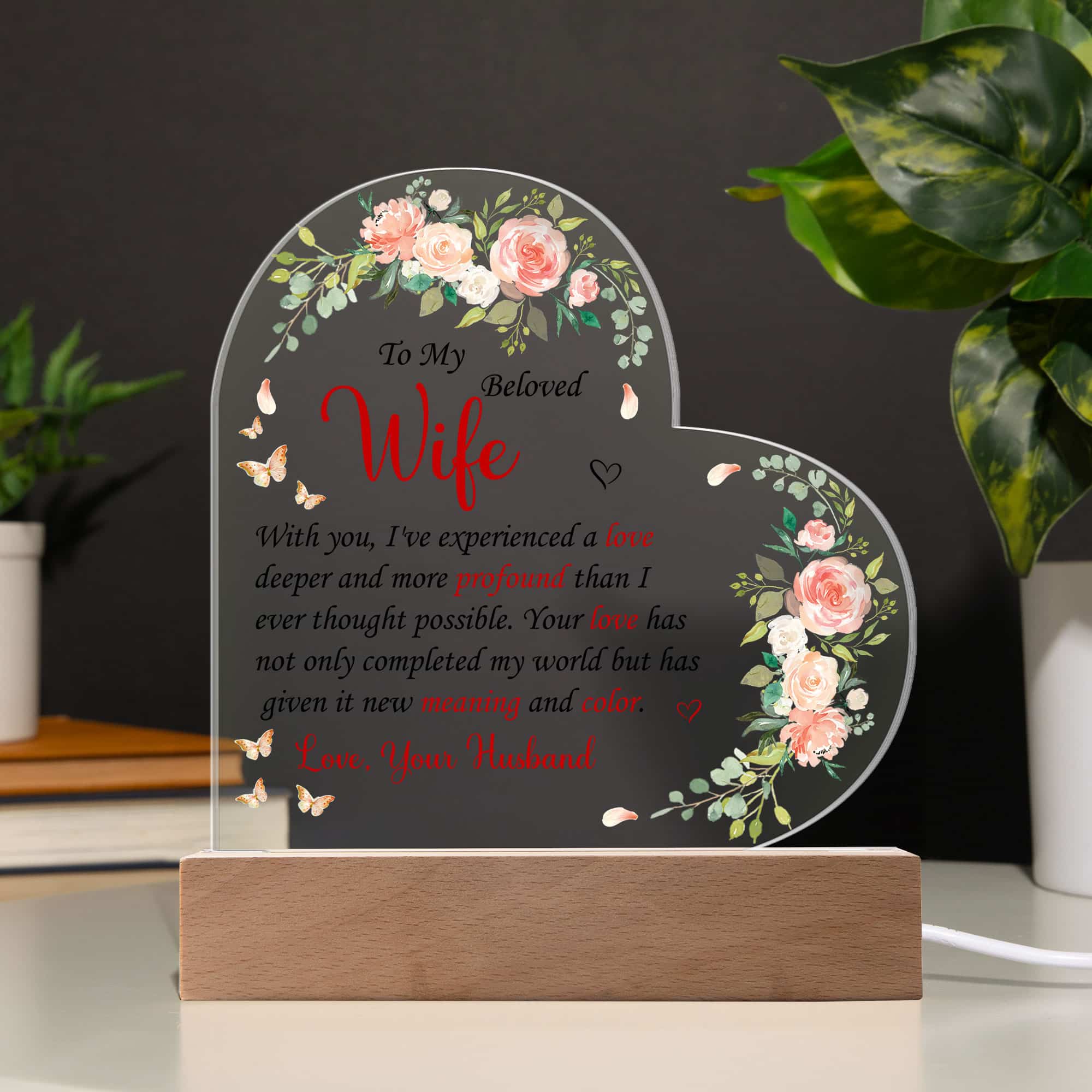 Acrylic Heart Plaque Heartfelt Gift For Wife - FavoJewelry