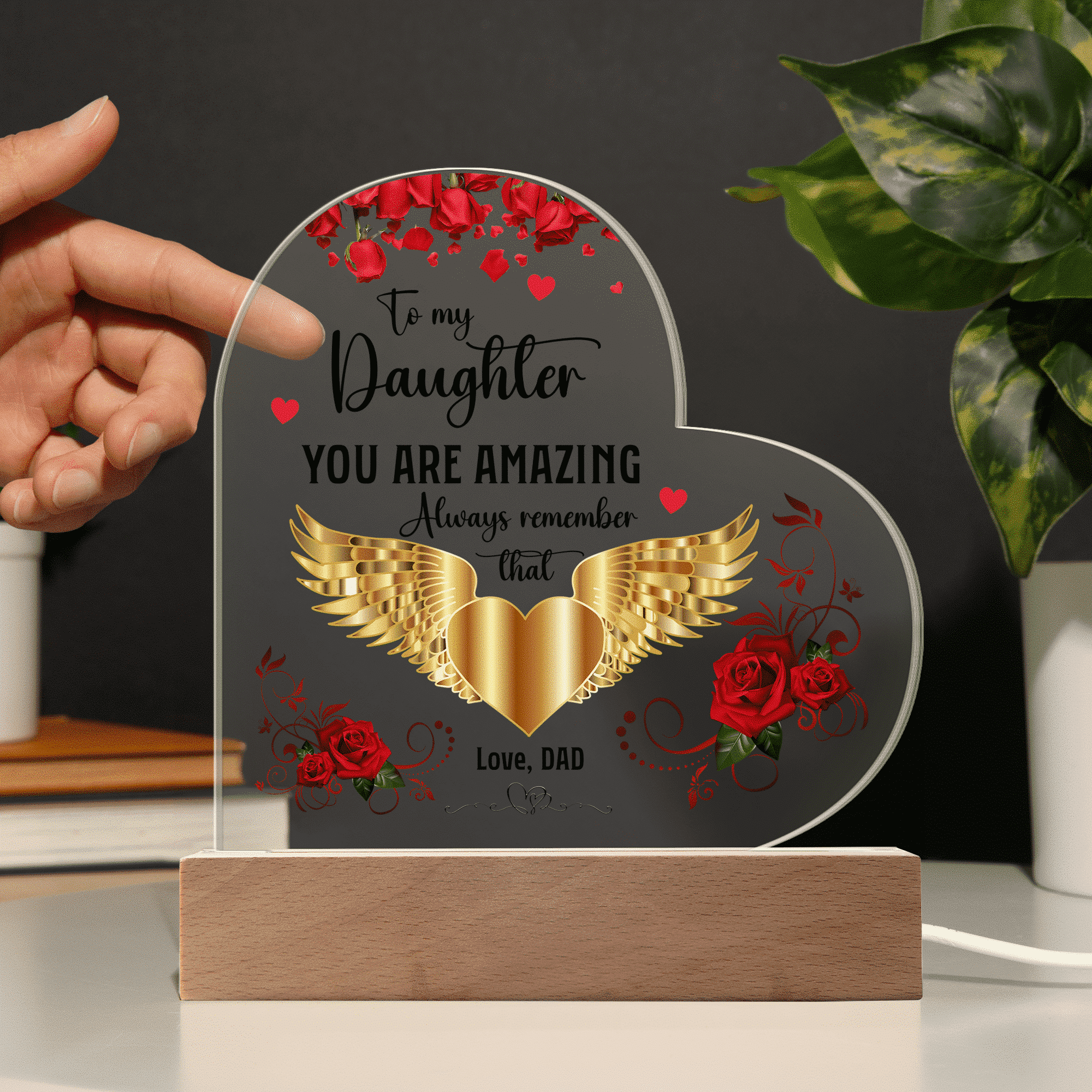 Acrylic Heart Plaque Heartfelt Gift From Dad To Daughter - FavoJewelry