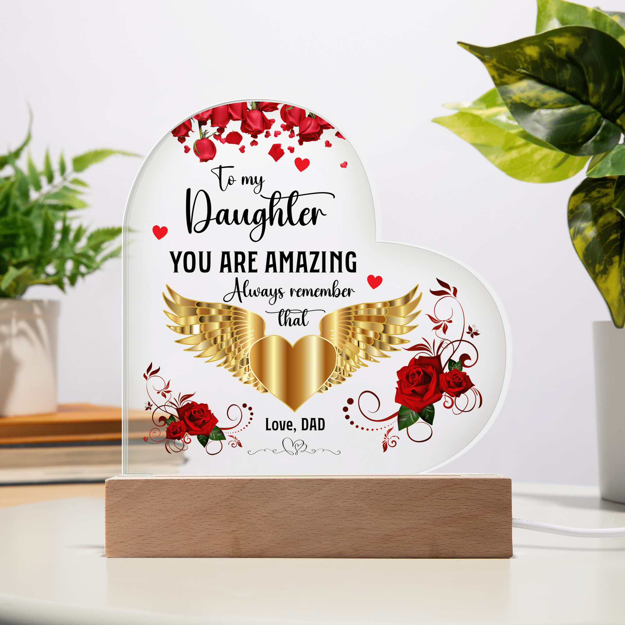 Acrylic Heart Plaque Heartfelt Gift From Dad To Daughter - FavoJewelry
