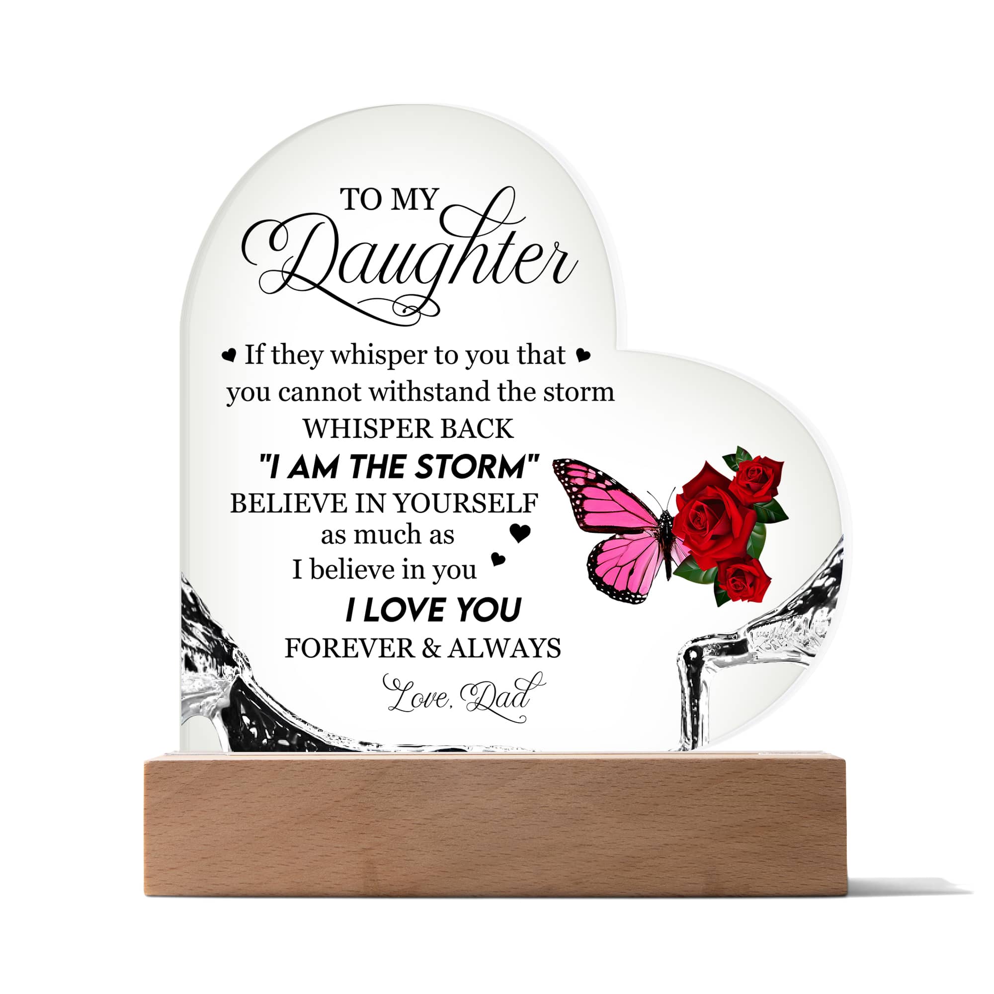 Acrylic Heart Plaque Message From Dad Strength Gift For Daughter - FavoJewelry