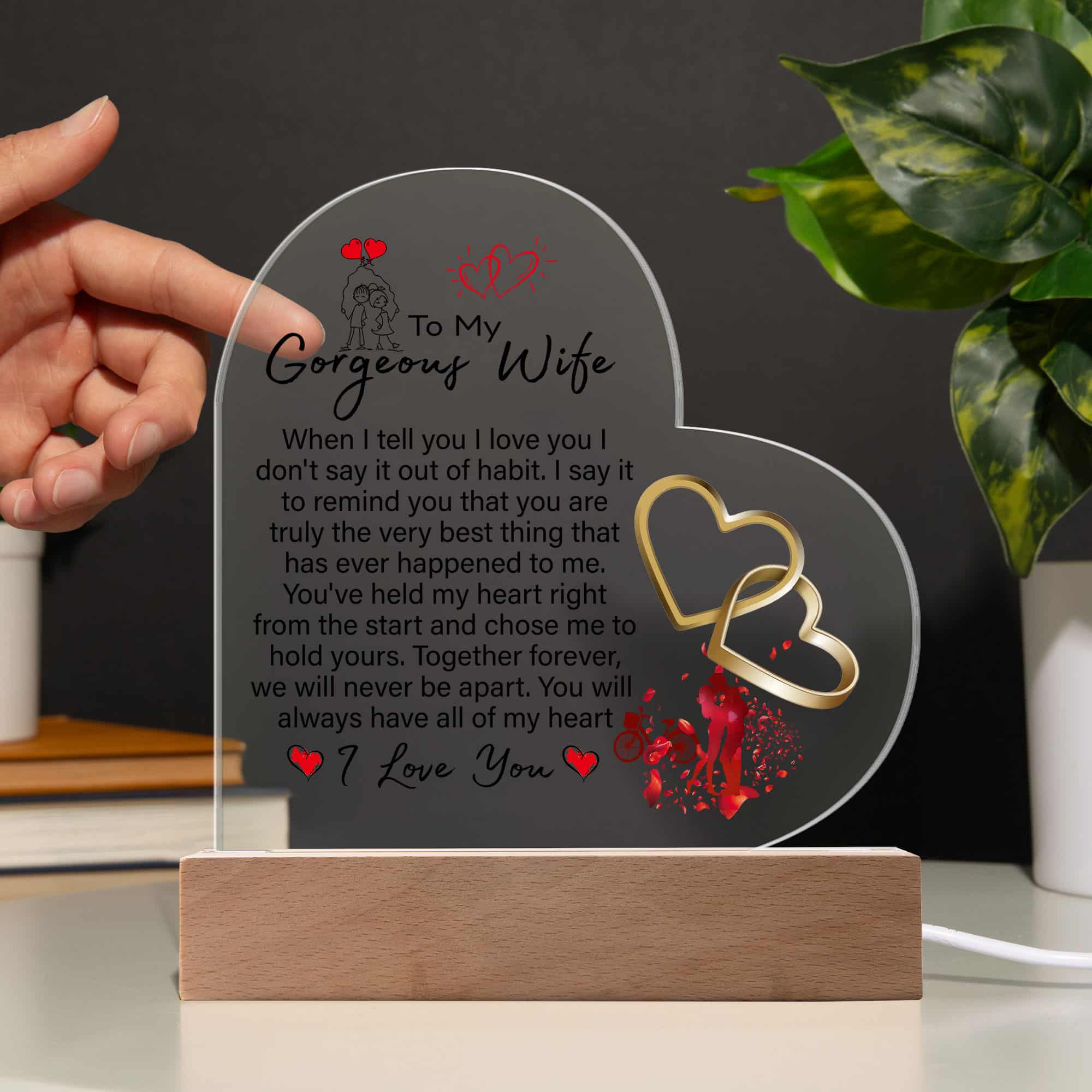 Acrylic Heart Plaque Romantic Gift For Gorgeous Wife - FavoJewelry