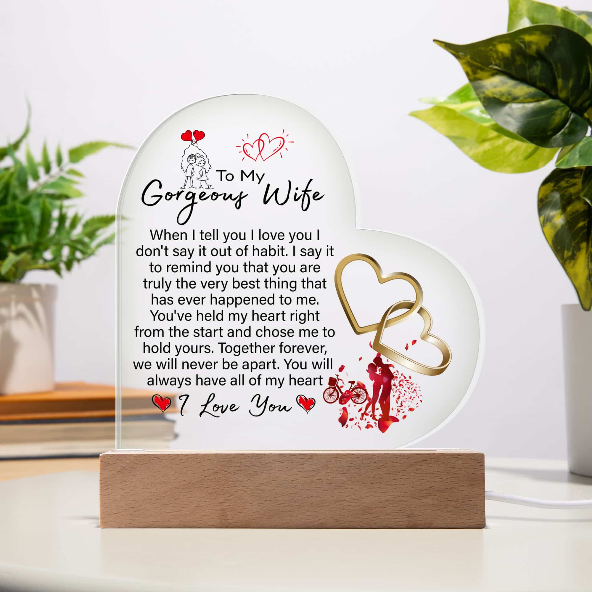 Acrylic Heart Plaque Romantic Gift For Gorgeous Wife - FavoJewelry
