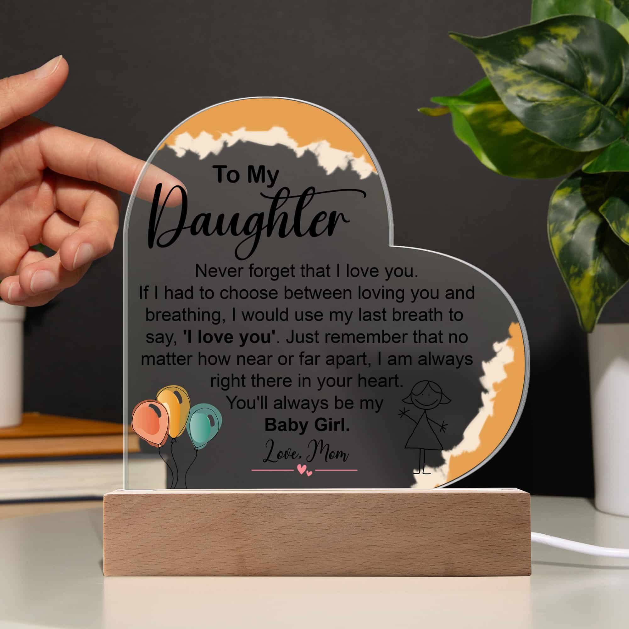 Acrylic Heart Plaque Timeless Love Gift For Daughter - FavoJewelry
