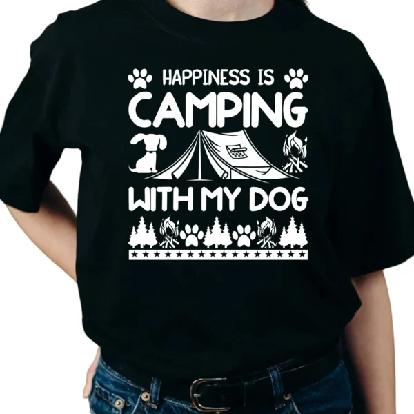 Happiness Is Camping With My Dog - Black