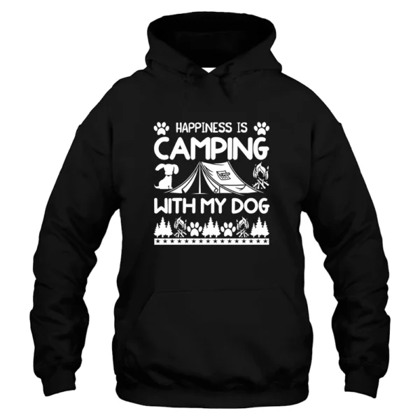 Happiness Is Camping With My Dog Hoodie – Black