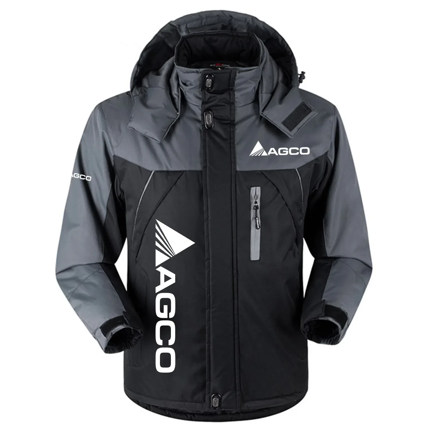 AGCO Exclusive Logo Outdoor Charging Suit Plush Thickened Coat Waterproof Windproof Fleece Fur-Lined Jacket with Detachable Hood FVJTHCJ1124ACZ