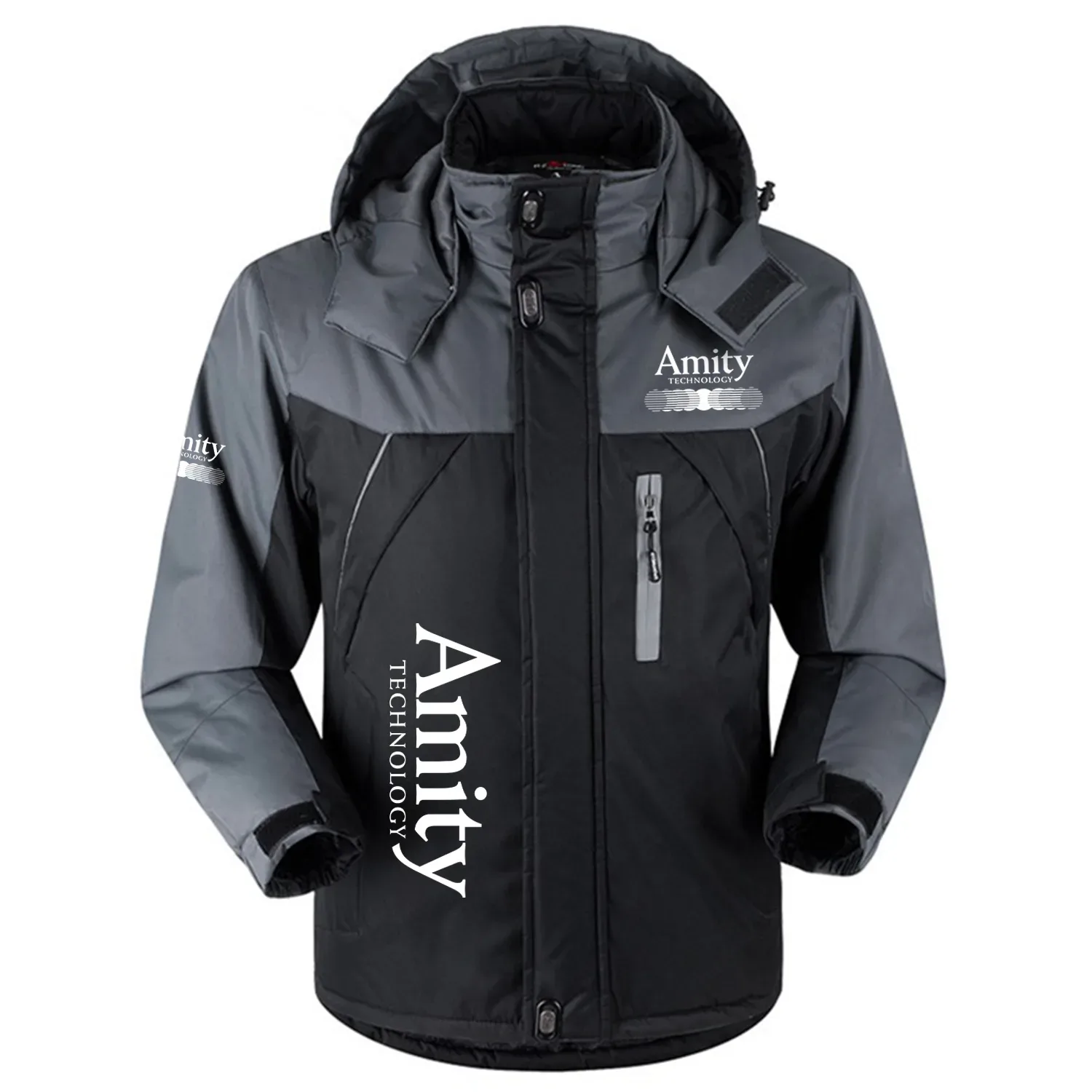 Amity Technology Exclusive Logo Outdoor Charging Suit Plush Thickened Coat Waterproof Windproof Fleece Fur-Lined Jacket with Detachable Hood FVJTHCJ1124ATZ