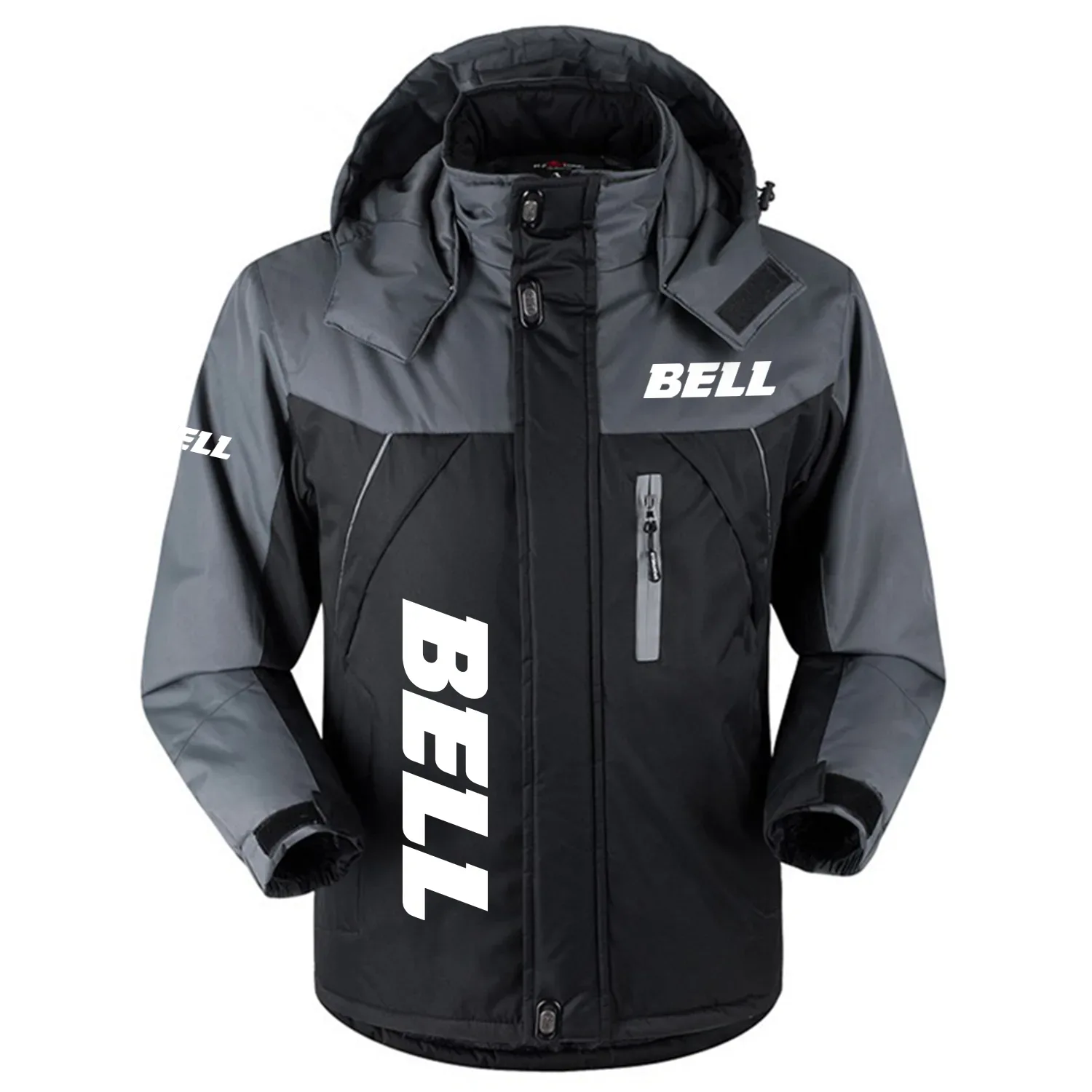 Bell Equipment Exclusive Logo Outdoor Charging Suit Plush Thickened Coat Waterproof Windproof Fleece Fur-Lined Jacket with Detachable Hood FVJTHCJ1124BQZ