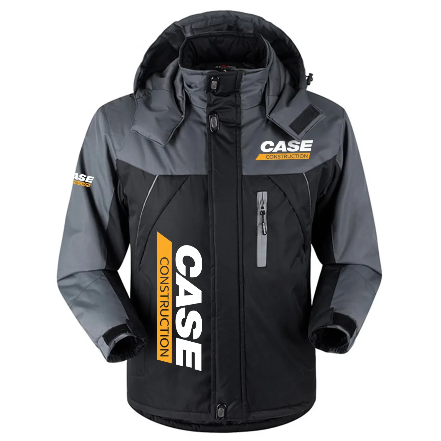 Case Construction Exclusive Logo Outdoor Charging Suit Plush Thickened Coat Waterproof Windproof Fleece Fur-Lined Jacket with Detachable Hood FVJTHCJ1124CCZ