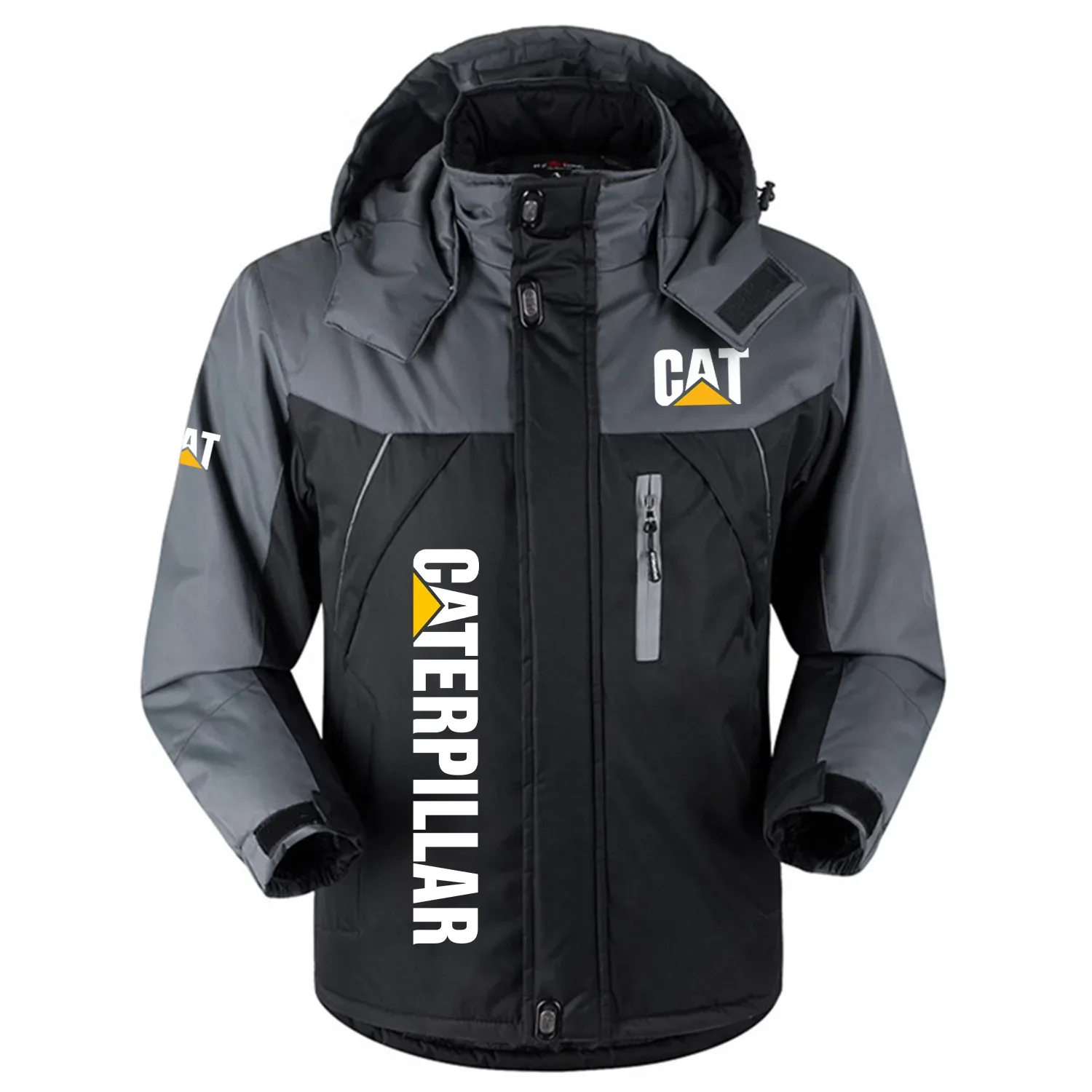 Caterpillar Exclusive Logo Outdoor Charging Suit Plush Thickened Coat Waterproof Windproof Fleece Fur-Lined Jacket with Detachable Hood FVJTHCJ1124CTZ