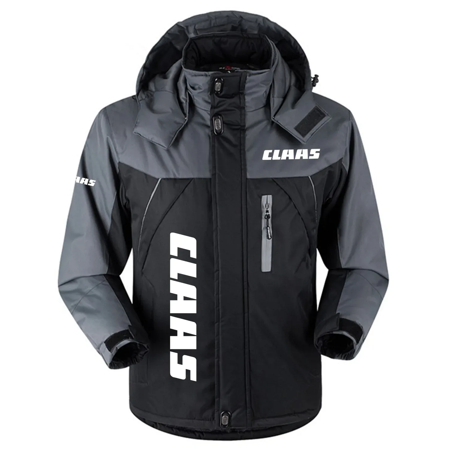 Claas Exclusive Logo Outdoor Charging Suit Plush Thickened Coat Waterproof Windproof Fleece Fur-Lined Jacket with Detachable Hood FVJTHCJ1124CLZ