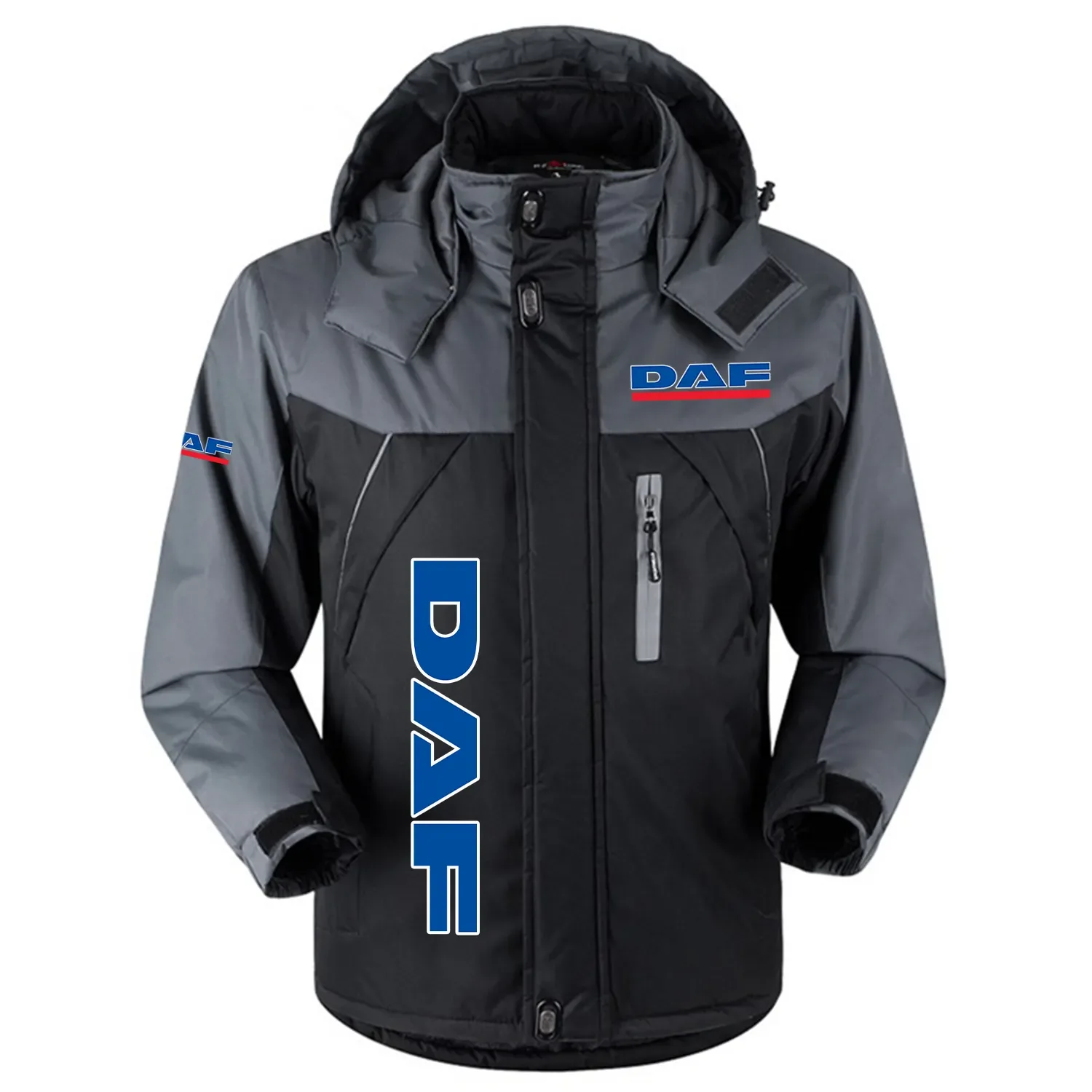 DAF Trucks Exclusive Logo Outdoor Charging Suit Plush Thickened Coat Waterproof Windproof Fleece Fur-Lined Jacket with Detachable Hood FVJTHCJ1124DAZ