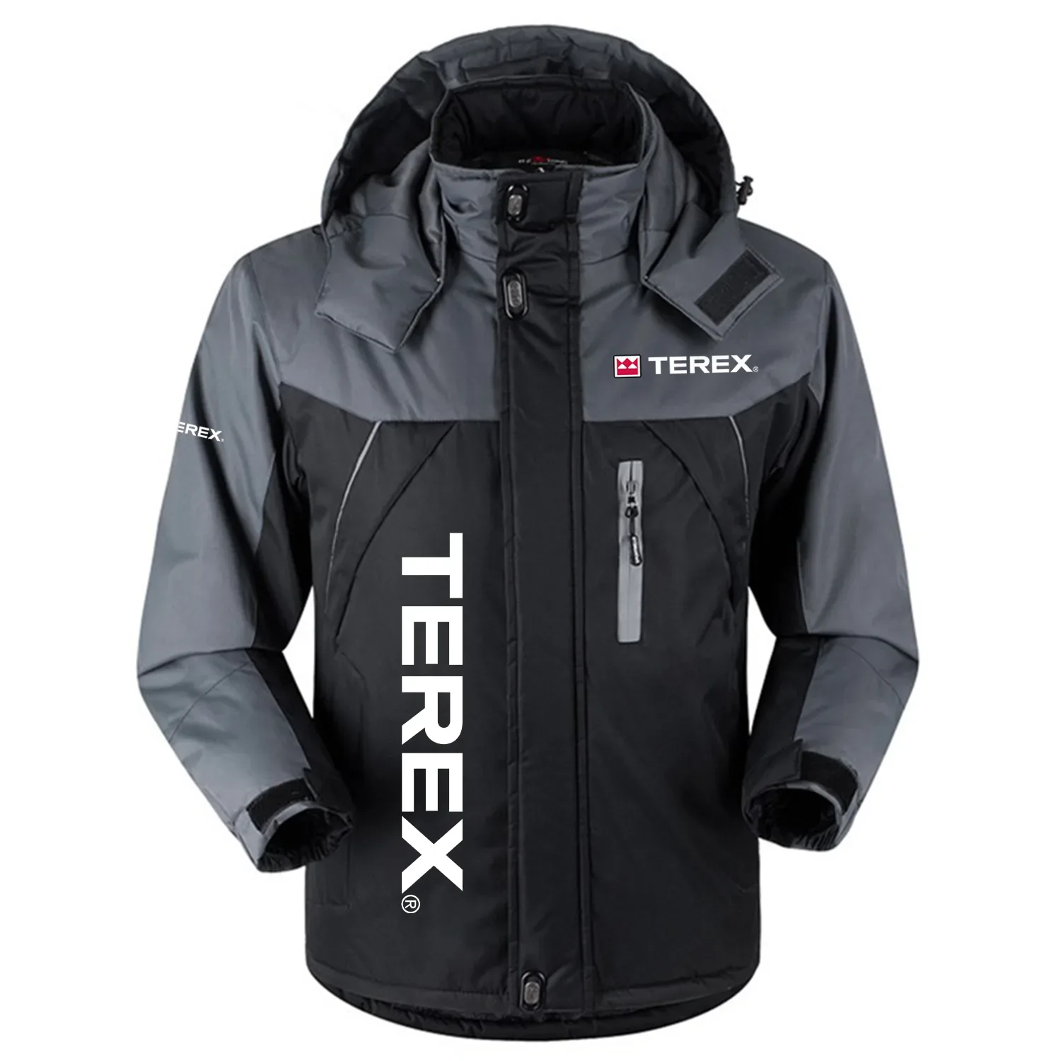 Terex Exclusive Logo Outdoor Charging Suit Plush Thickened Coat Waterproof Windproof Fleece Fur-Lined Jacket with Detachable Hood FVJTHCJ1124TXZ