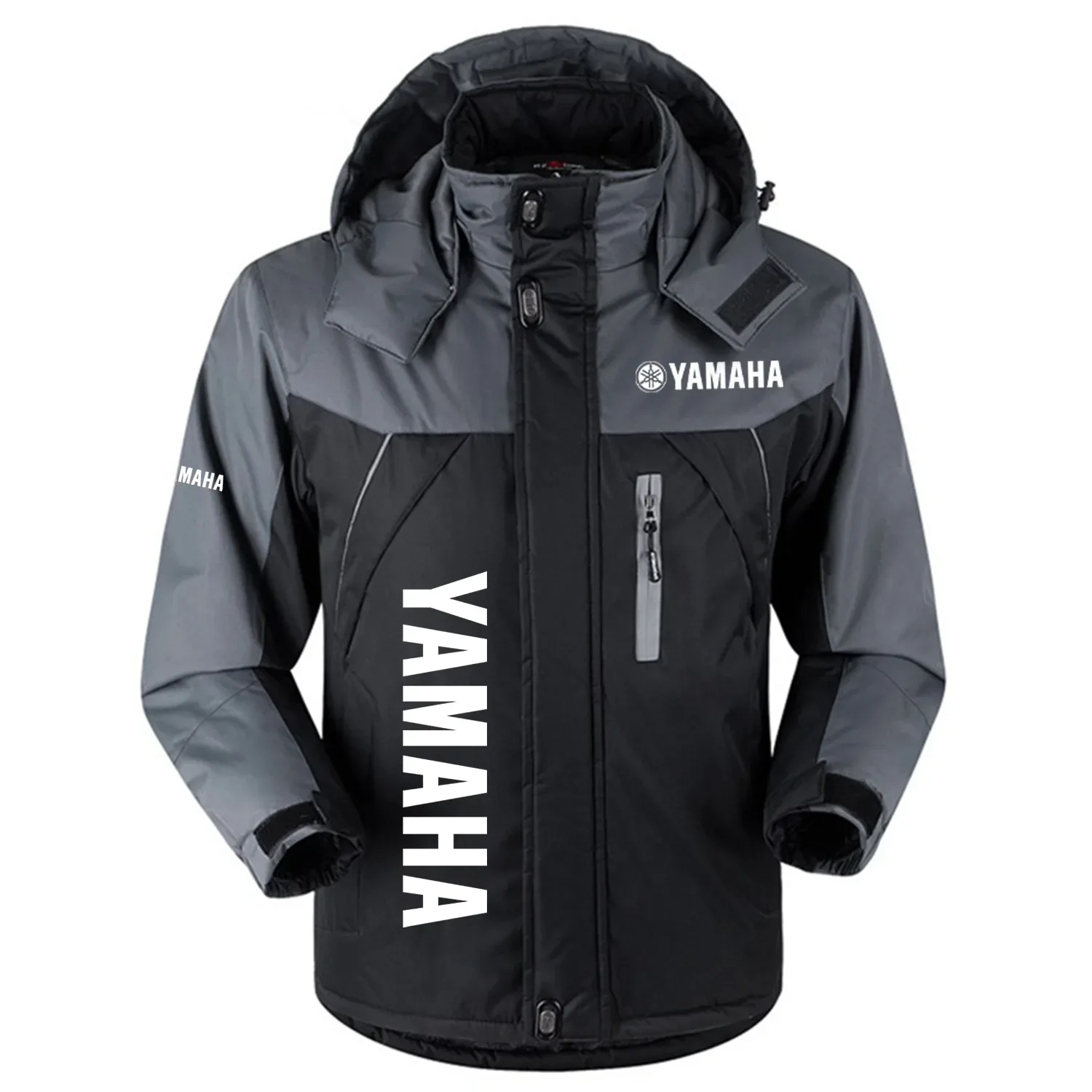 Yamaha Exclusive Logo Outdoor Charging Suit Plush Thickened Coat Waterproof Windproof Fleece Fur-Lined Jacket with Detachable Hood FVJTHCJ1124YHZ